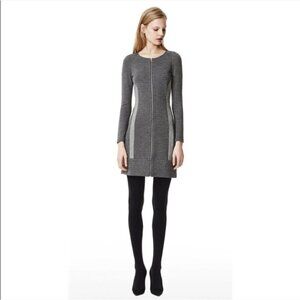 Theory Cheyenne Zipper 3/4 Sleeve Front Color Block Dress